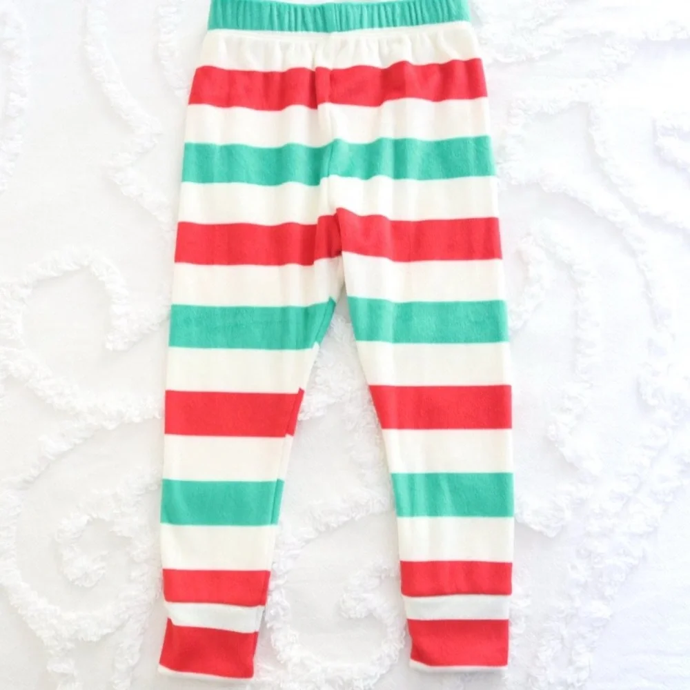 Cat & Jack Snuggly Soft Christmas Holiday Striped Pajama Pants & Reindeer Socks